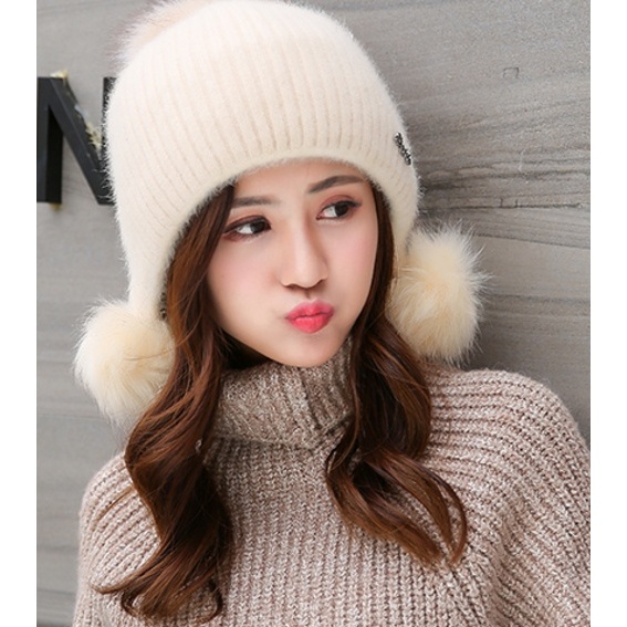 KQ811 หมวกไหมพรม ใส่แล้วหน้าหวานค่ะ [คละเข็มกลัด คละลายถัก] - รูปที่ 7