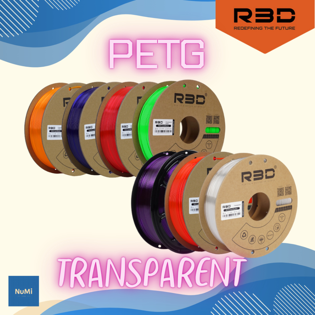 พร้อมส่ง R3D PETG Transparent เส้นพลาสติก 3D 1.75 mm 1kg  สต็อคไทย เส้นFilament เส้น PETG คุณภาพสูง