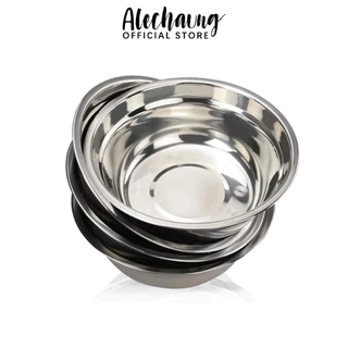 Alechaung ชามสแตนเลส กะละมังสแตนเลส ชามใส่อาหาร Stainless steel bowl ขนาด 14ซม. 18ซม. 22ซม. 24ซม. พื้นผิวเรียบ เงางาม