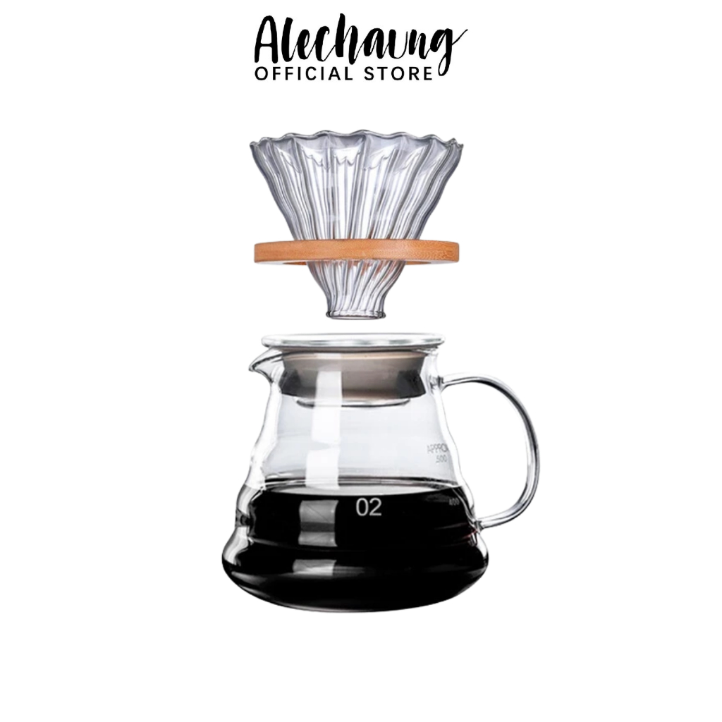 Alechaung เหยือกดริปกาแฟ 300/500ml กาชงกาแฟ ทนร้อน ชุดชงกาแฟ Coffee glass Pot