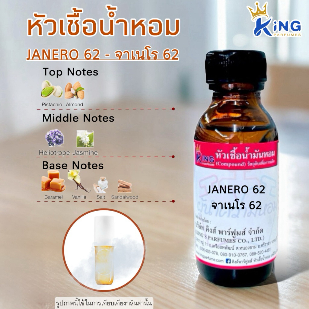 หัวเชื้อน้ำหอม ขนาด30-100MLกลิ่น JANERO 62 จาเนโร 62