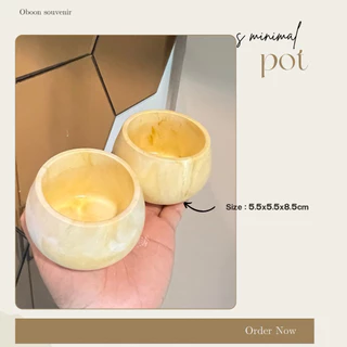ถ้วยปูนลายหินอ่อน MARBLE ROUND POT ไซซ์ กยส 8.5x8.5x5.5 cm ถ้วยใส่เทียนหอม diy สีเอิร์ทโทน ลายดำ, คาราเมล, น้ำตาล
