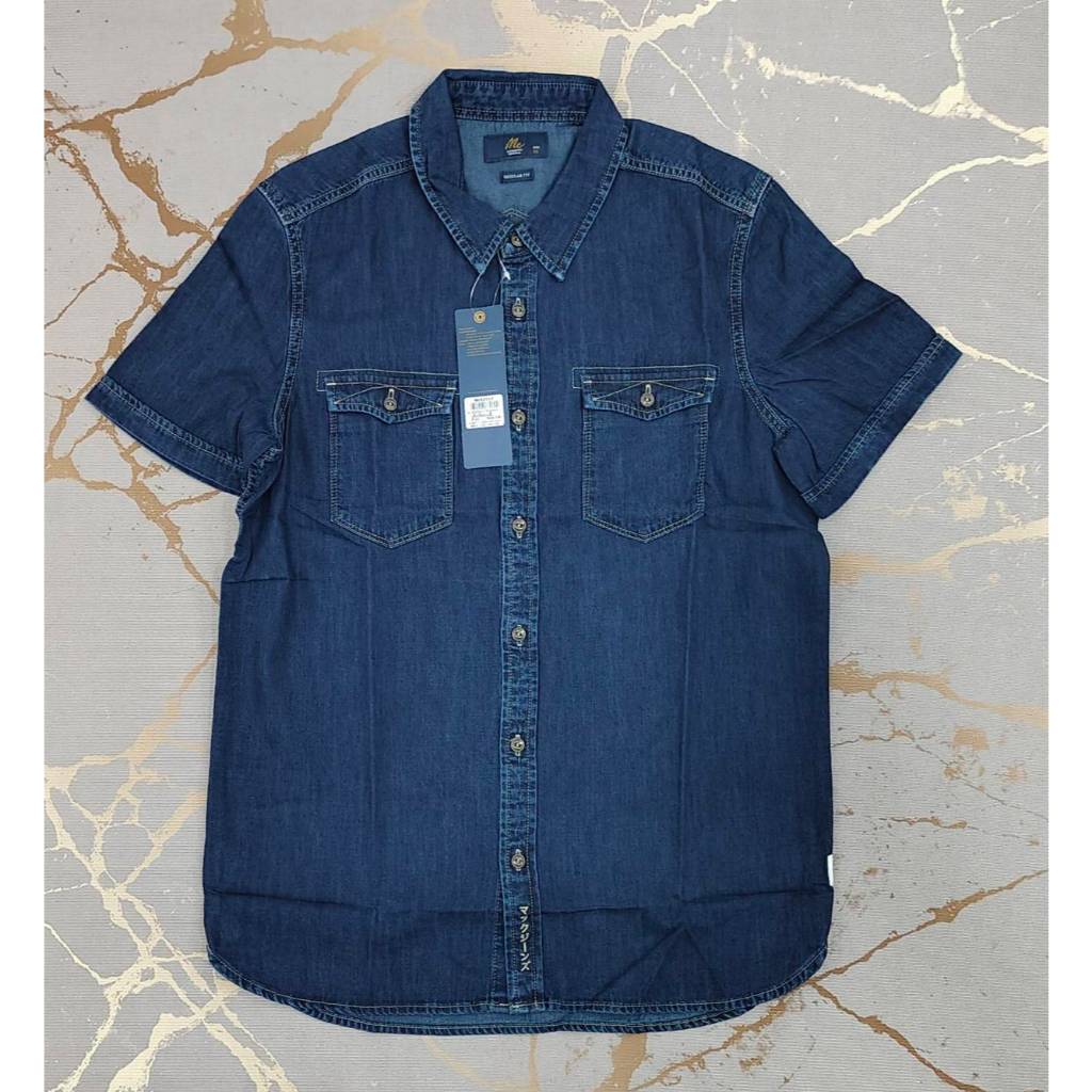 (M อก 40 นิ้ว) MC เชิ้ตยีนส์ชาย  แขนสั้น  ไม่ยืด ผ้านุ่มใส่สบาย  ของแท้จากShop
