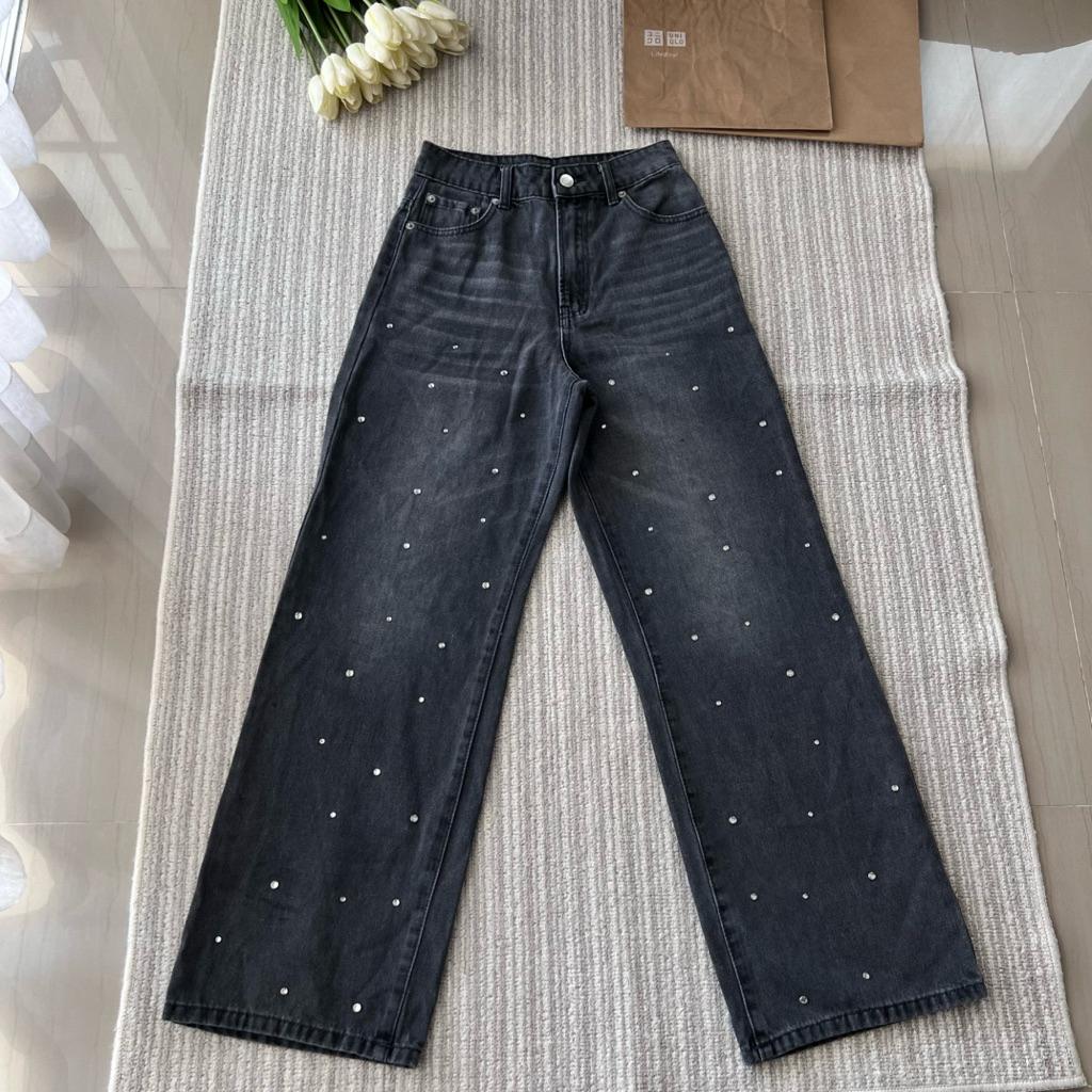 กางเกงยีนส์ ขากระบอก แบรนด์ GRL แท้💯 เอว 25 (มือ 2)