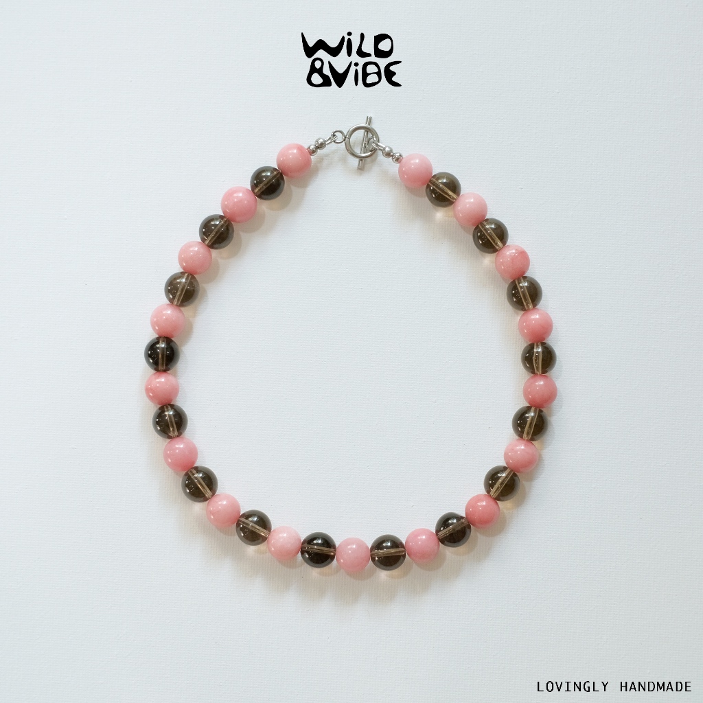 สร้อยหินแท้ handmade by Wild & Vibe โทนชมพูน้ำตาลสุดละมุน