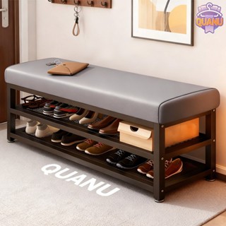 QUANU ชั้นวางรองเท้าพร้อมเบาะนั่ง ตู้รองเท้าห้องนำเข้า แข็งแ…