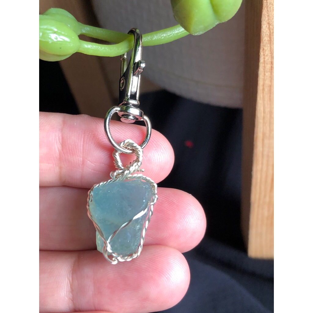 aquamarine Natural Stone handmade design Keychain, . Aqamerin Beads💎💎
