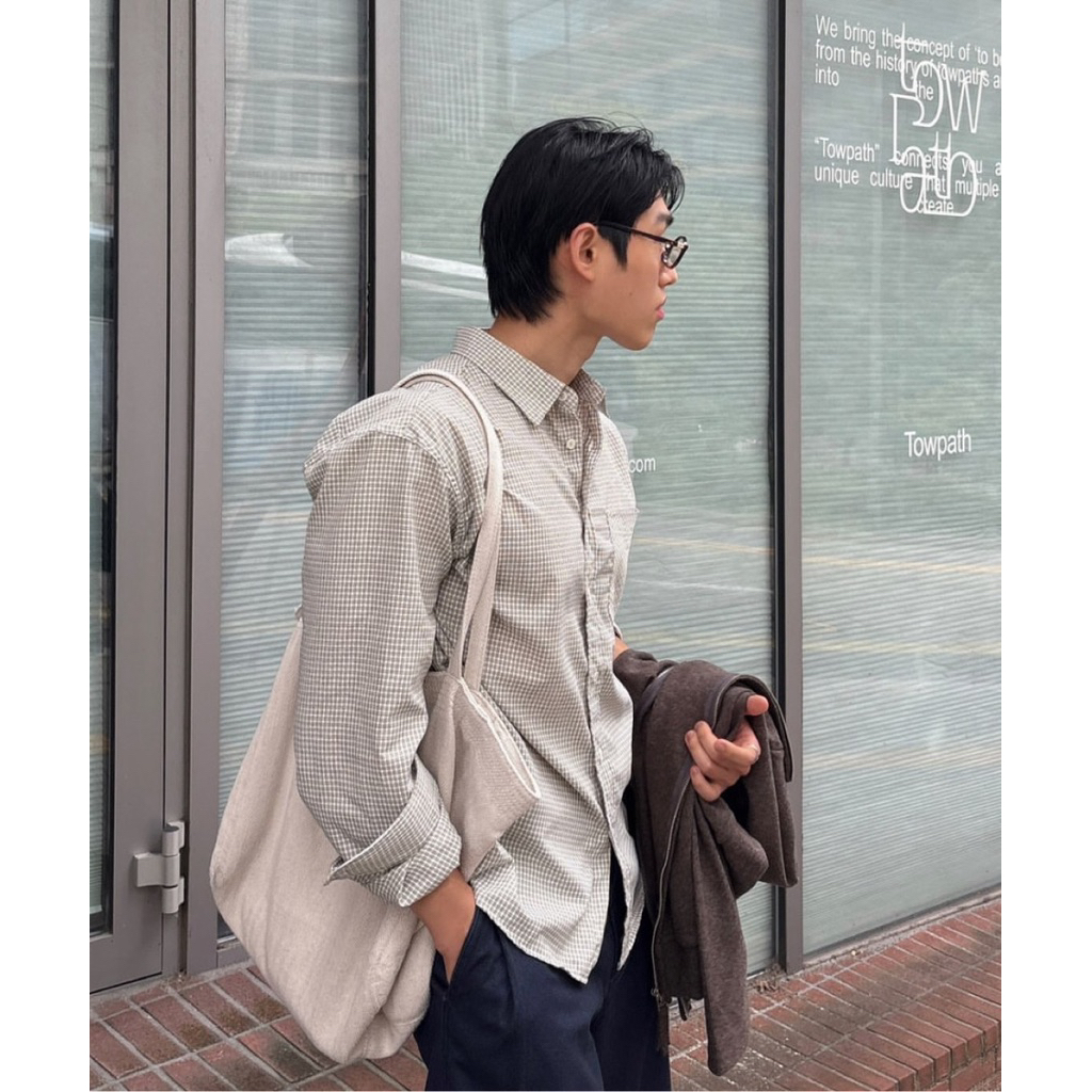 Check korean fit shirt