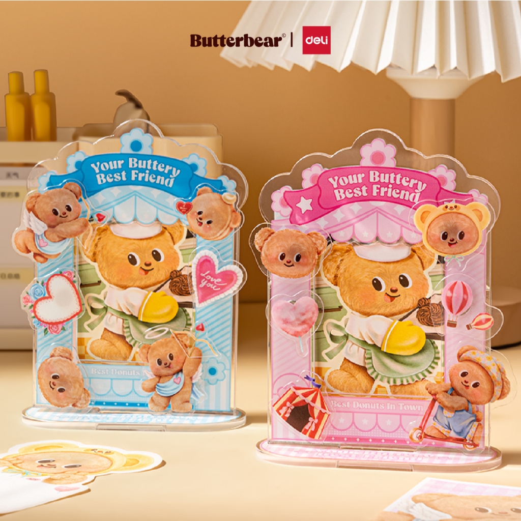 (Deli X Butterbear) เฟรมการ์ดอะคริลิคตั้งโต๊ะ Deli รุ่น HY854 ใส่การ์ดได้ (คละสี / จำหน่าย 1 กล่อง)