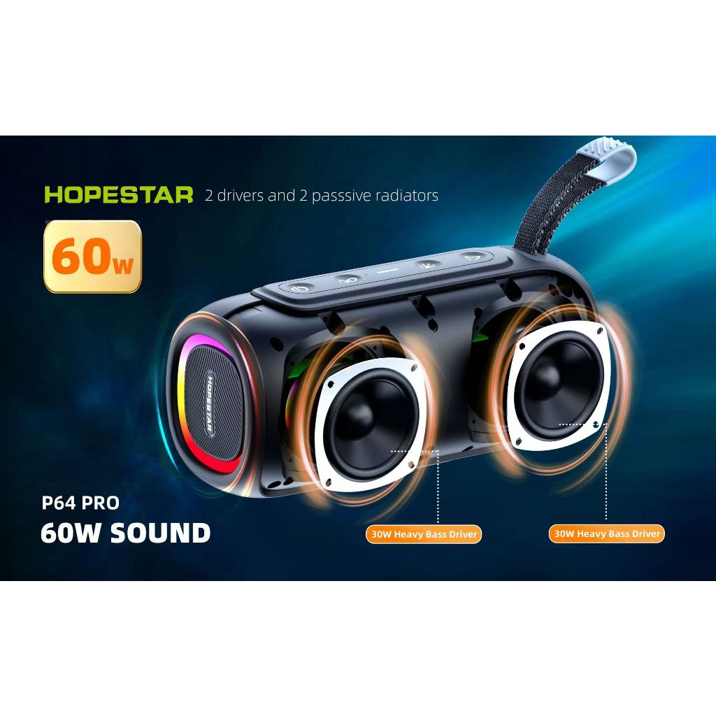Hopestar P64PRO ลำโพงบลูทูธ 60W ลำโพง2 ดอก พร้อมไฟ RGB แบบพกพา รุ่นใหม่2025 ไร้สาย ราคา ถูกที่สุด ดีลบีเคเค แกลเลอรีภาพที่ 4