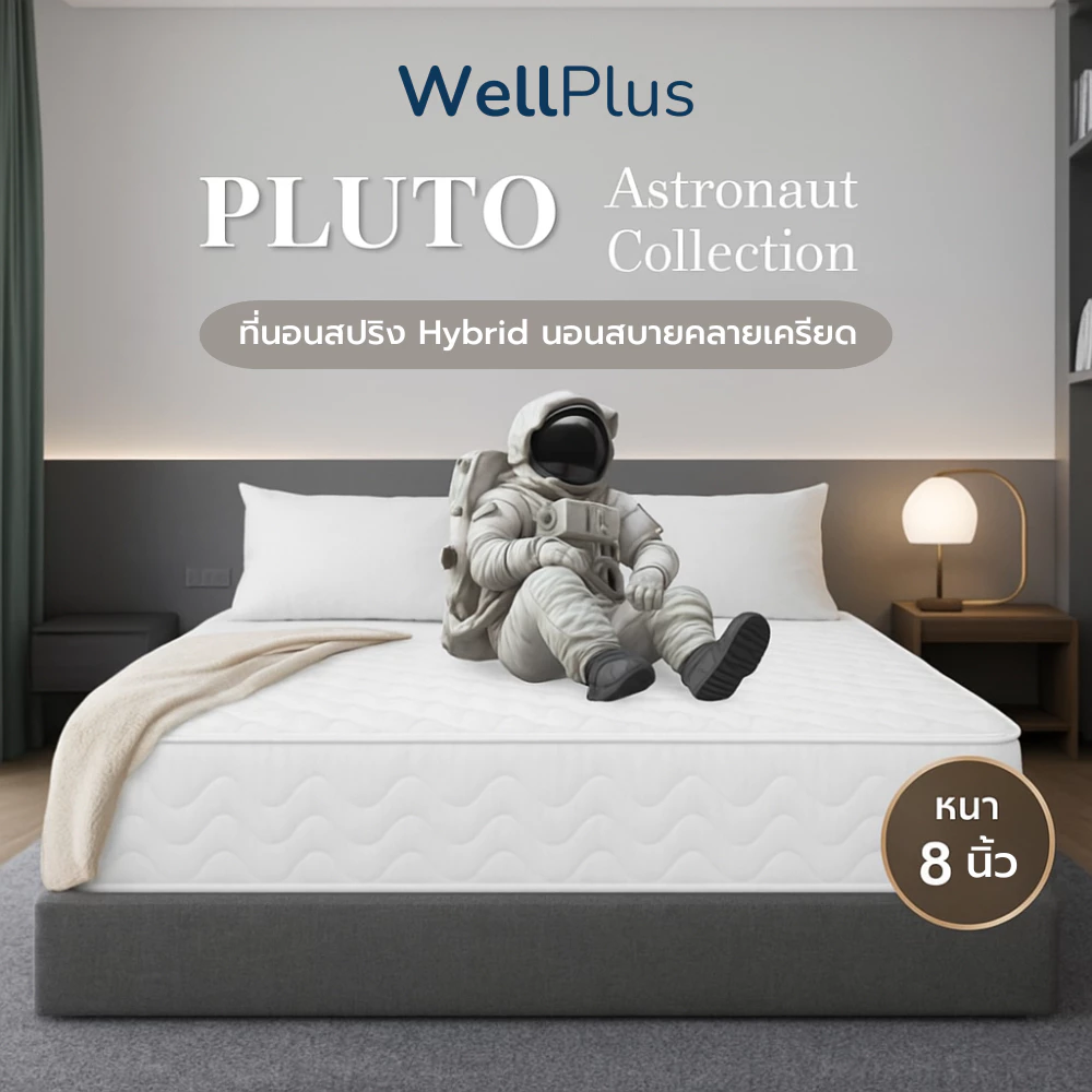 Wellplus ที่นอนสปริงHybrid รุ่น Pluto ความหนา 8 นิ้ว หนานุ่มเด้ง นอนสบาย ระบายอากาศได้ดี