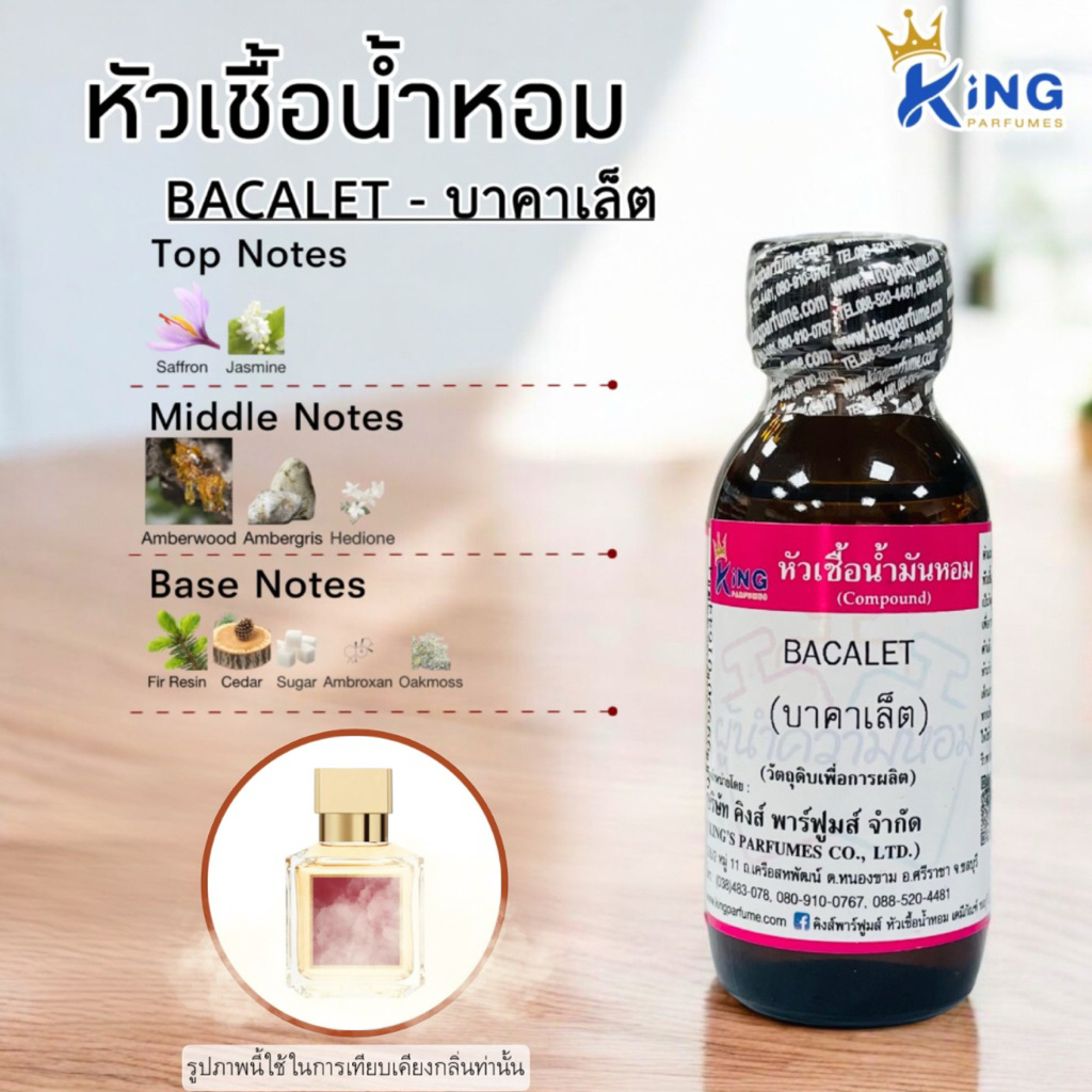หัวเชื้อน้ำหอมขนาด30-100MLกลิ่น BACALET ขวดใส (บาคารัต)