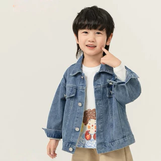 AY133👕 เสื้อแจ็กเก็ตยีนส์เด็กผู้ชาย แฟชั่นเท่ ใส่ได้ทุกโอกาส เสื้อยีนส์เด็ก แจ็กเก็ตยีนส์เท่ๆ สไตล์เกาหลีผ้านุ่มใส่สบาย
