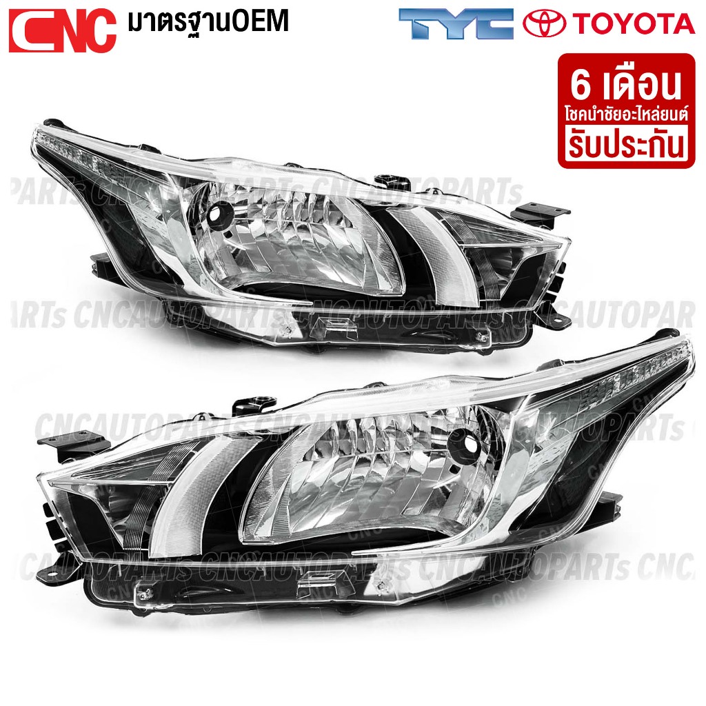 TYC ไฟหน้า TOYOTA YARIS ปี 2014 2015 2016 งานเทียบแท้ สวยสุด - กดเลือก ข้างซ้าย/ข้างขวา/1คู่ (ซ้าย+ขวา)