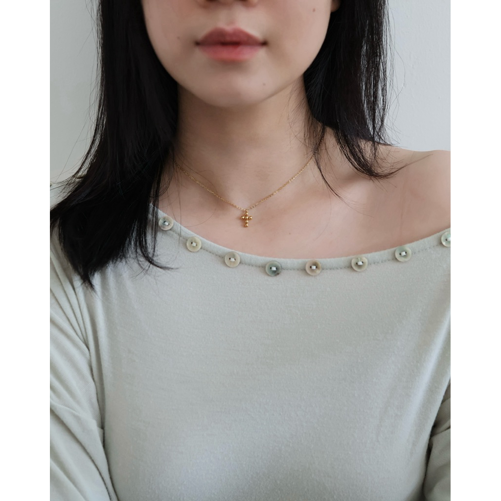 A.piece สร้อยคอ waterproof [stainless steel] Nebula cross necklace