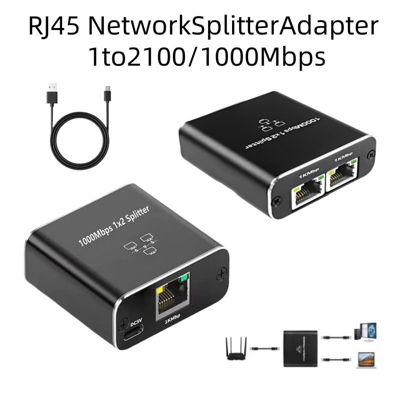 ตัวแยกเครือข่าย RJ45 สวิตช์ 1ออก2 ตัวแยกสายเคเบิล LAN 1ออก2 สายต่อเครือข่าย 100M และ 1000M