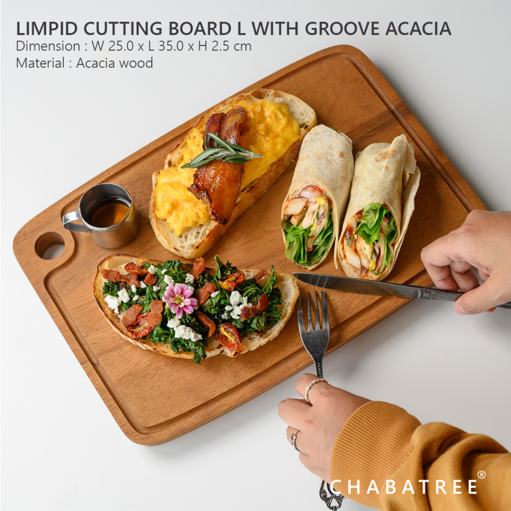 CHABATREE LIMPID CUTTING BOARD L WITH GROOVE ACACIA (CU034-1-SL)