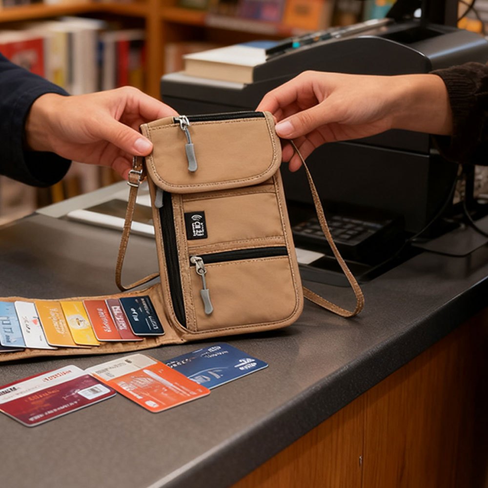 RFID Blocking Passport Holder กระเป๋าใส่แฟ้มกันข  กันน้ำ ไนล่อน กระเป๋าใส่พาสปอร์ต พกพาสะดวก แบบพับได้
