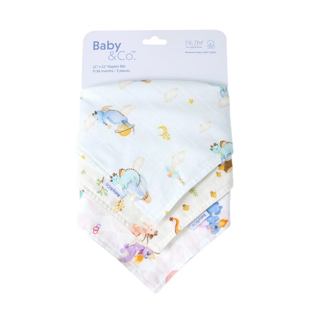 Baby&Co ผ้ากันเปื้อนอเนกประสงค์ (Napkin Bib) แพ็ค 3 ชิ้น ราคา ถูกที่สุด ดีลบีเคเค แกลเลอรีภาพที่ 3