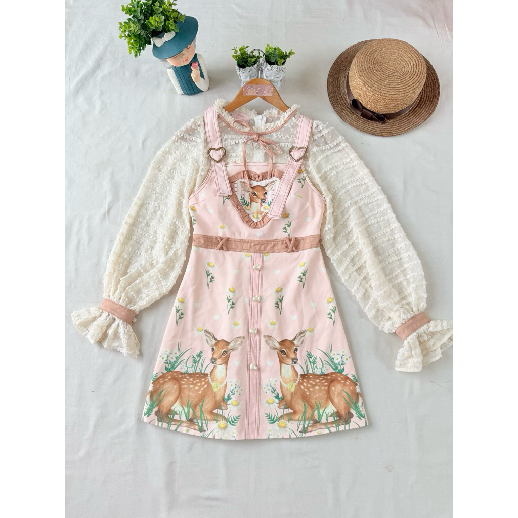 ส่งต่อ ☘️ มือสอง ✨ งานป้าย Maria diamond เดรสลายน้องกวางน่ารักมากค่ะ