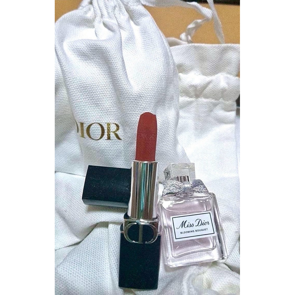 เซตถุงผ้า - Dior Rouge Lipstick 1.5g. #840 Rayonnante + Miss Dior Blooming Bouquet EDT 5ml.