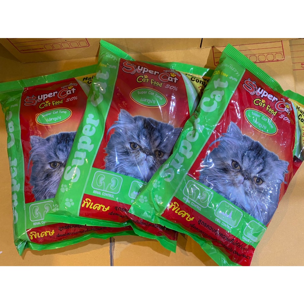 อาหารแมวซุปเปอร์แคท Super cat อาหารแมวแมวโต รสปลาทูน่า แพค 3 ถุง