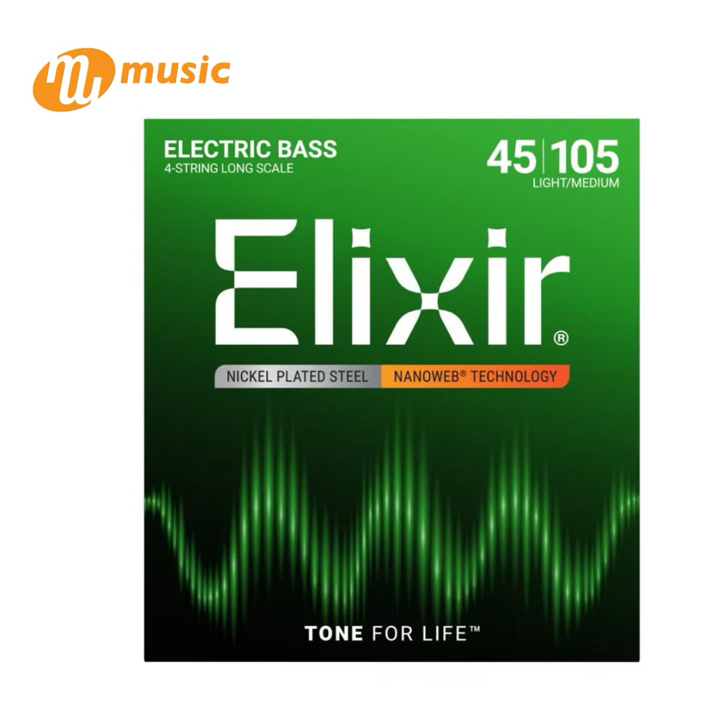 สายกีตาร์เบส ELIXIR Light/Medium NICKEL NANO-4 SET 045-105 #14077
