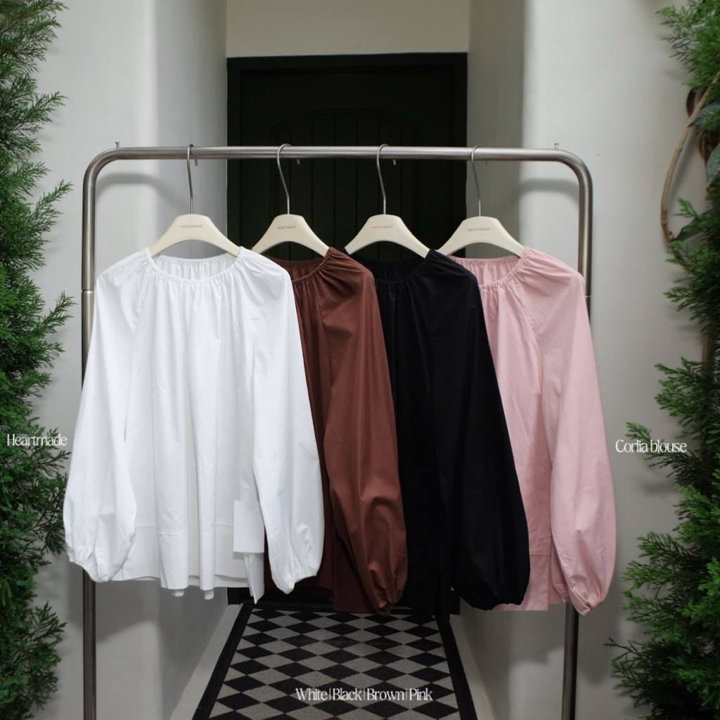 (B39) Heartmade-Corlia blouse(สินค้าพร้อมส่ง)เสื้อผ้าฝ้ายทรงแขนพองบอลลูน