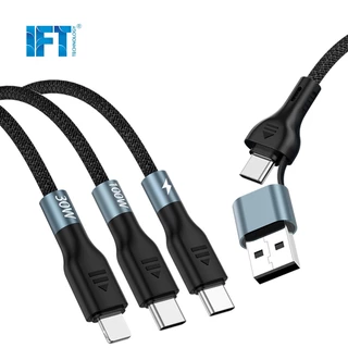 IFT 3IN2 สายชาร์จ 3IN2 รองรับได้สูงสุด 100w ถ่ายโอนข้อมูลได้ ยาว 1.2 เมตร