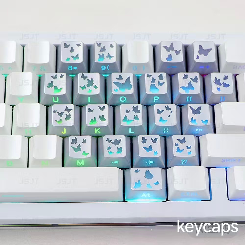 คีย์แคป คีย์แคปแสงลอด ลายผีเสื้อ Cherry Blossom Love Heart Keycap รูปแบบเสริมโปร่งแสง IMD Keycap ราคา ถูกที่สุด ดีลบีเคเค รูปภาพหลัก