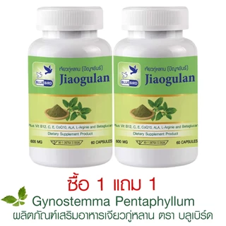 [1แถม1] สมุนไพรปํญจขันธ์ เจียวกู่หลาน Jiaogulan ตรา บลูเบิร์ด ขนาด 600 มิลลิกรัม 60 แคปซูล