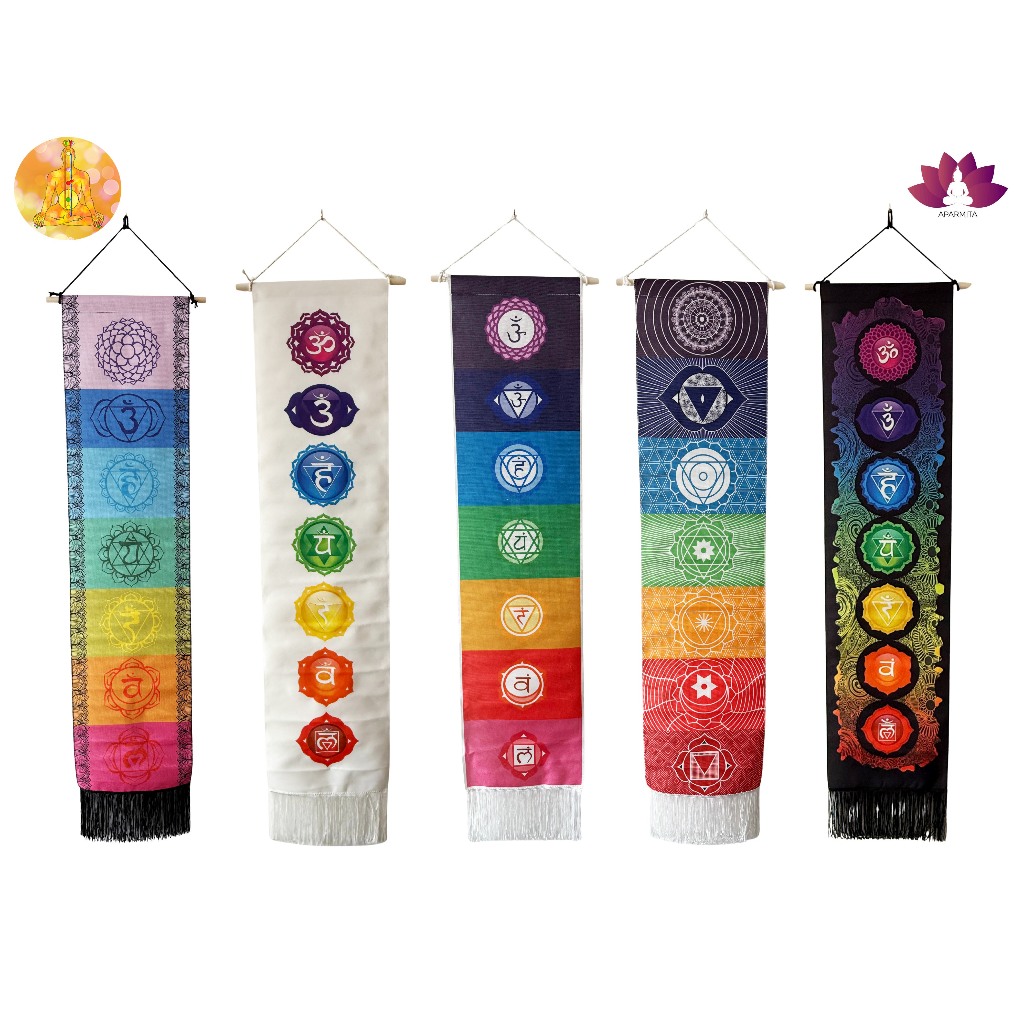 Chakra Banner ผ้าแขวนลายสัญลักษณ์ 7 จักระ (สินค้าพร้อมส่งในไทย)