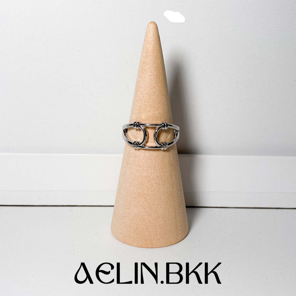 Aelin.bkk แหวนเงิน เคลือบโลหะ สามารถปรับได้ บีบได้ รูปที่ 3