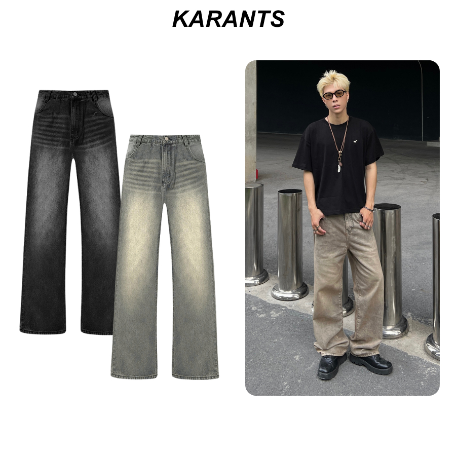 (Cleanfit) Karants กางเกงยีนส์ทรงตรง ขาเรียบ S-3XL Wash หลายสี Local Brand Streetwear เทรนด์ฮิต - KQ