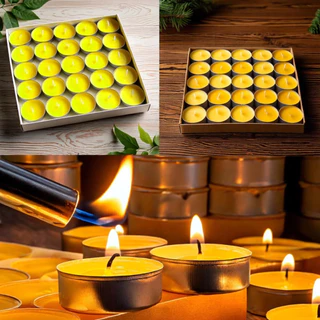เทียนทีไลท์ผลิตเองที่ไทย Tea light candles แพค 100ชิ้น / จุดได้นานสุด 2 ชม. ราคาถูก