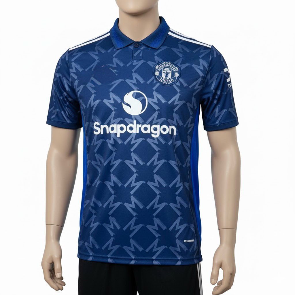 เสื้อฟุตบอล ทีมแมนยู คอปก ทีมเยือน สีน้ำเงิน เกรด AAA เสื้อ Sport