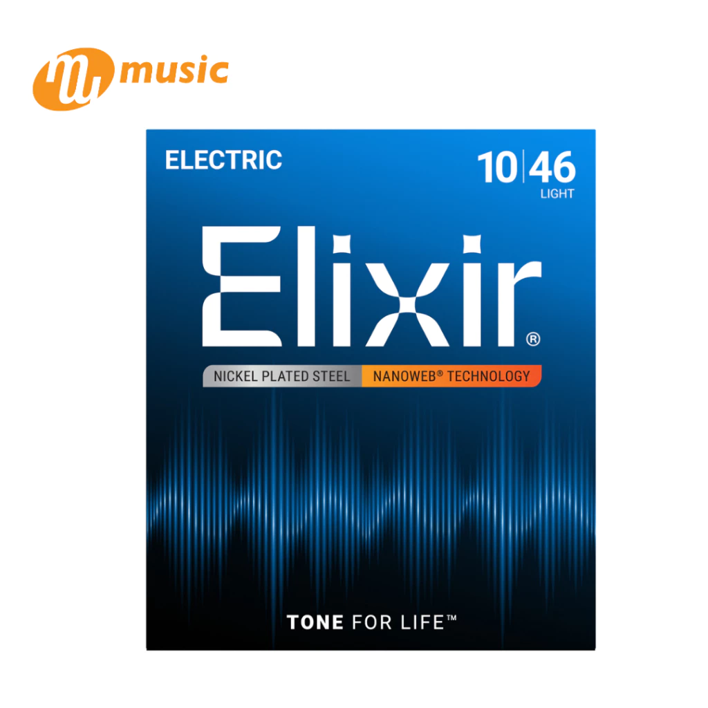 สายกีตาร์ไฟฟ้า Elixir® Nickel " เคลือบ Nanoweb " ( LIGHT เบอร์10 - .046 ) #12052