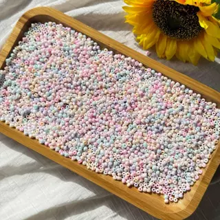ลูกปัดเม็ดทราย โทนสีมุก ลูกปัดเม็ดทรายขนาด 3,4 มิล 10 กรัม DIY