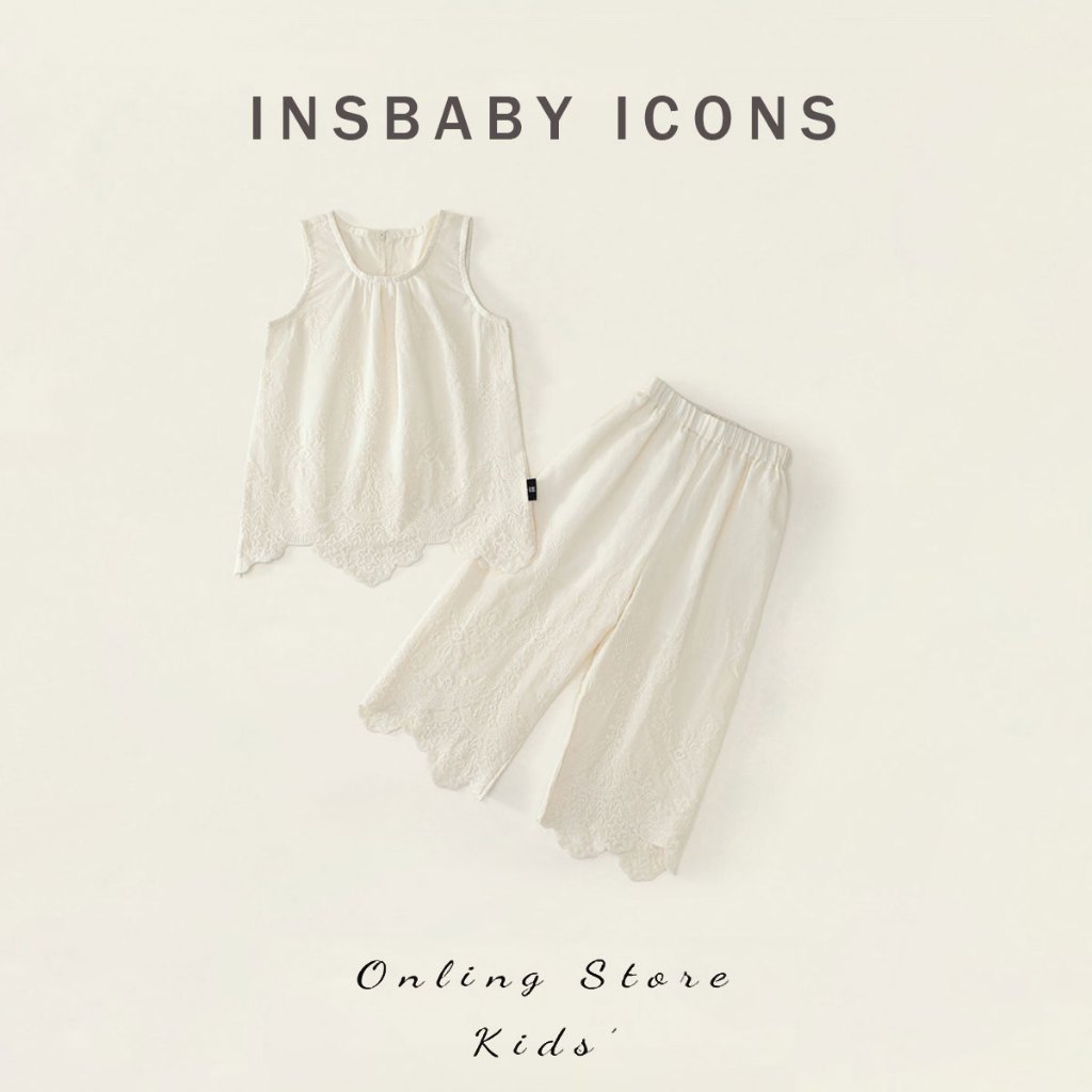 🌸INSbaby🌸ชุดเด็กผู้หญิง ชุดเซ็ทแฟชั่นเด็กผู้หญิงมาใหม่ ผ้านิ่ม ใส่สบาย เสื้อผ้าลูกไม้แขนกุด 1-7 ปี