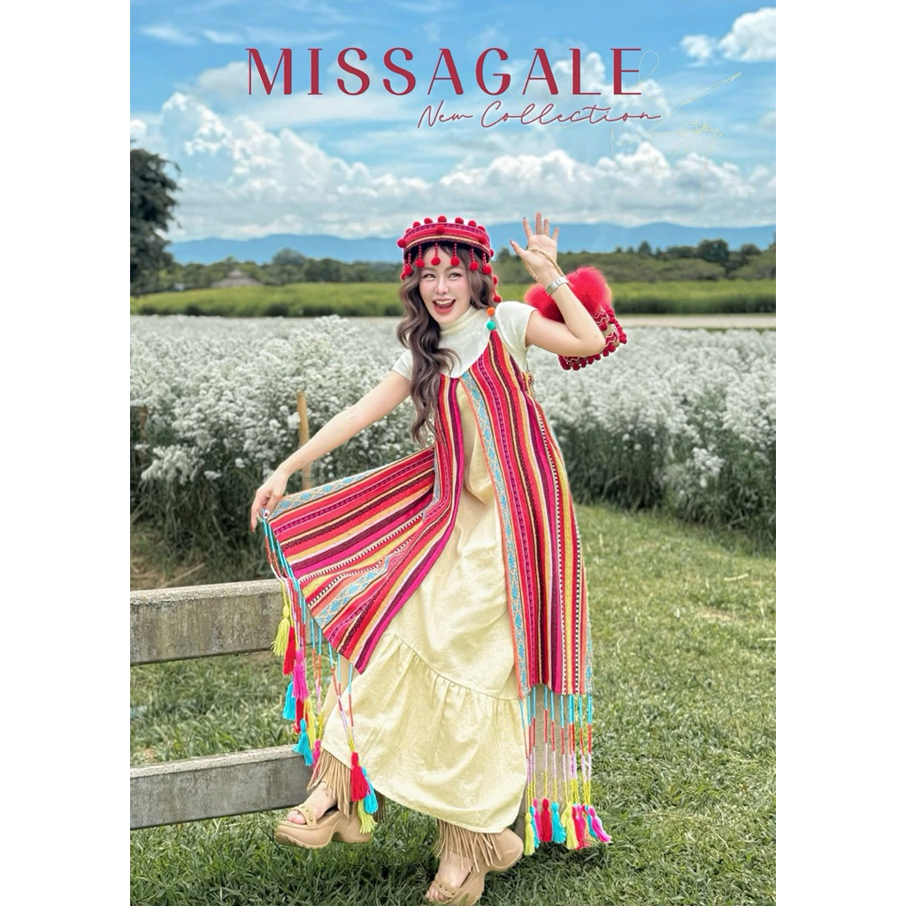 👗เดรสดอย ➢ Mอก 34-36" เอว 42สพ. 48 ยาว 49"➢ L อก 36-38เอว 44สพ. 50ยาว 49" 👚เสื้อไหมพรมคอเต่าสีขาวอก 26-40"+ ยาว 19"