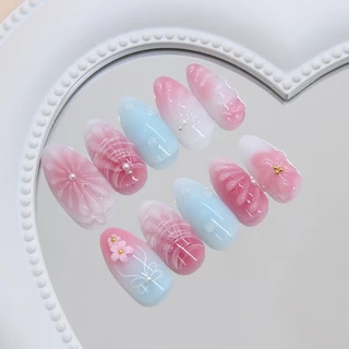 【สินค้าใหม่DD1131] พร้อมส่งในไทย แฟลชเจาะเล็บปลอม เล็บปลอมกันน้ำ กล่องละ 24 ชิ้น เล็บปลอมสำเร็จรูป