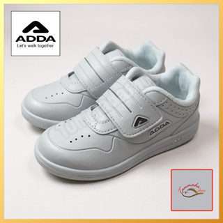 Adda 41G5A รองเท้าพละเด็กอนุบาล รองเท้าผ้าใบสีขาวแบบเทปสำหรั…