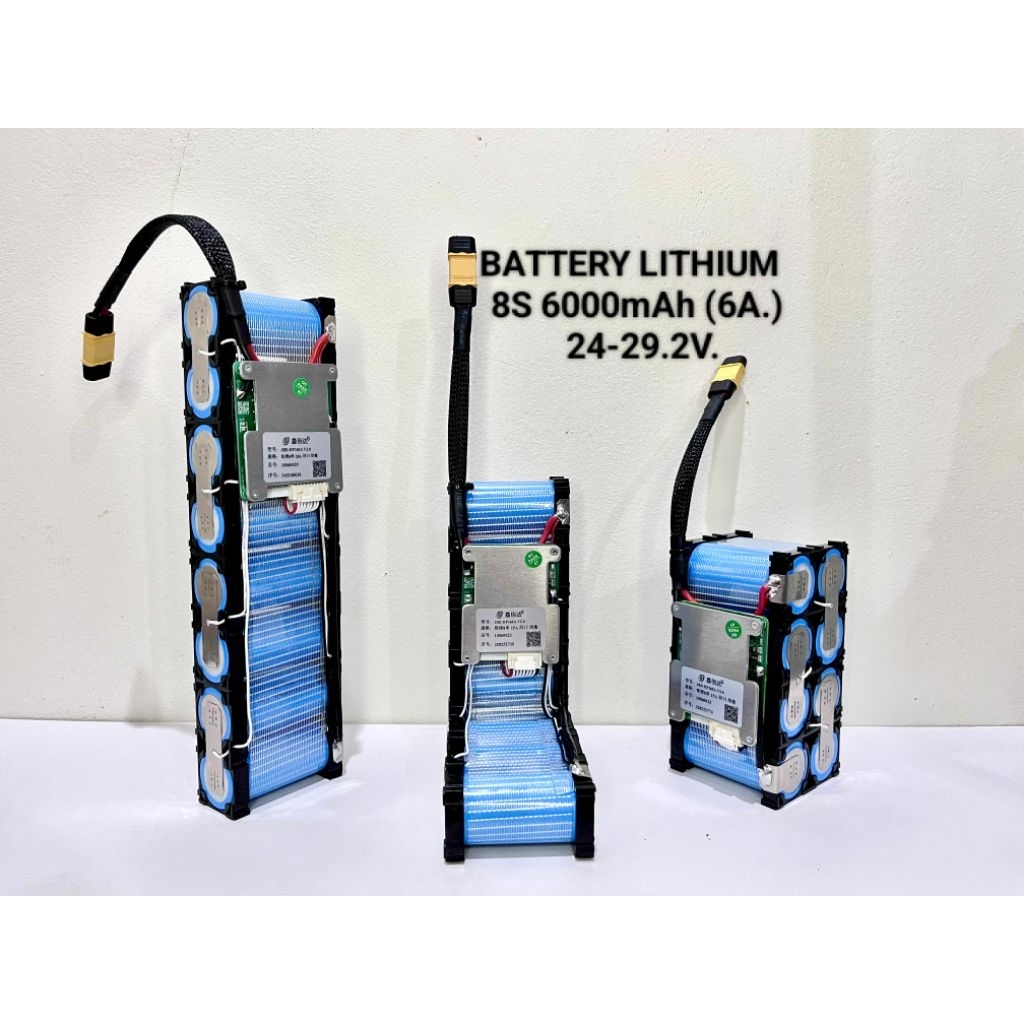 แบตเตอรี่ลิเธียมฟอสเฟส 8S 1P 6000/mAh(6Ah)  24-29.2V.