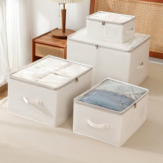 AIEhome กล่องจัดระเบียบเสื้อผ้า กล่องเก็บของพับได้ แบบฝา PVC ใส ป้องกันฝุ่น มีซิป กล่องเก็บของเอนกประสงค์ รุ่น 5310
