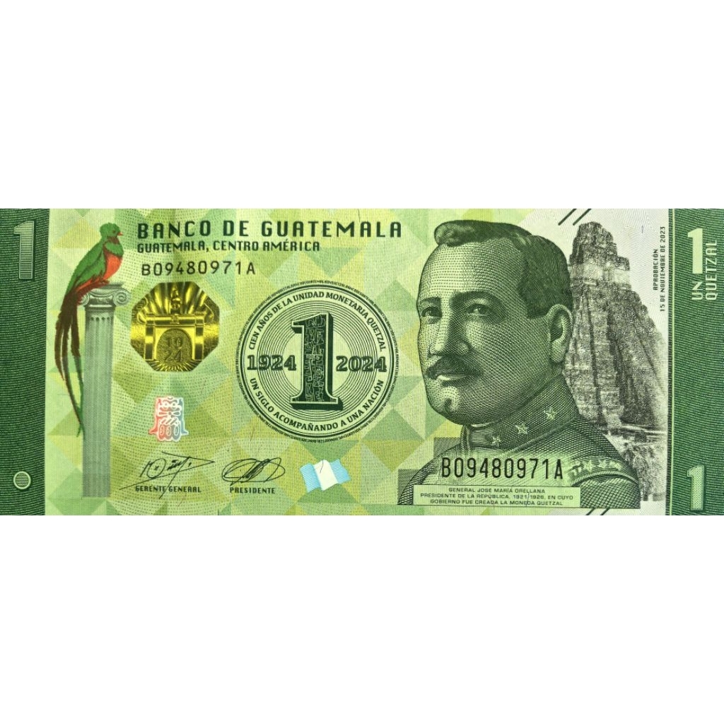 แบงก์​กัวเตมาลา​ Guatemala, 1 Quetzal,(ที่ระลึก​100ปีสกุลเงิน), ไม่​ผ่าน​ใช้​ UNC, B1083