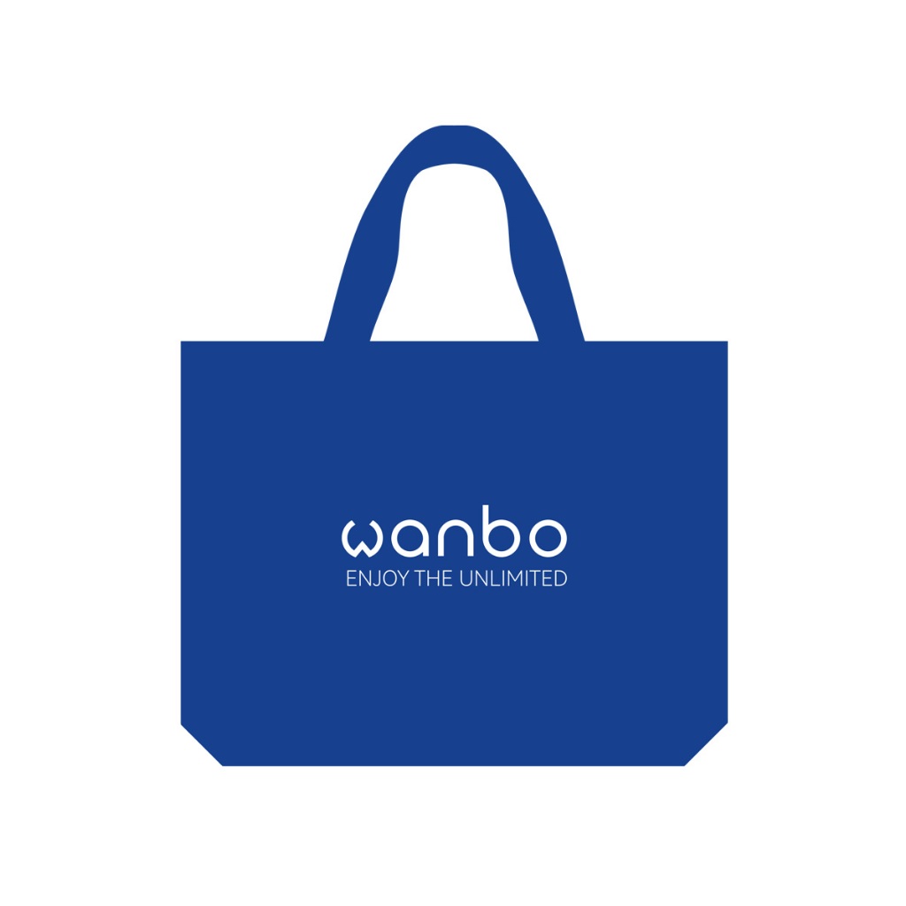 【Gift Not for sale】Wanbo Blue Canvas Tote Bag กระเป๋าใส่ของผ้าคานวาสสีน้ำเงิน