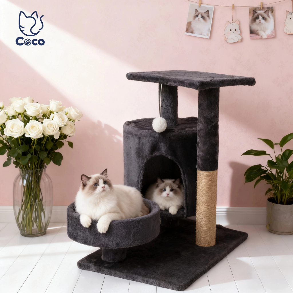 COCO.PET อพาร์ทเมนท์แมวกํามะหยี่, บ้านแมว, เตียงแมว และกระดานขูดแมว อพาร์ทเมนท์แมวคอนโดแมวที่นอนแมว