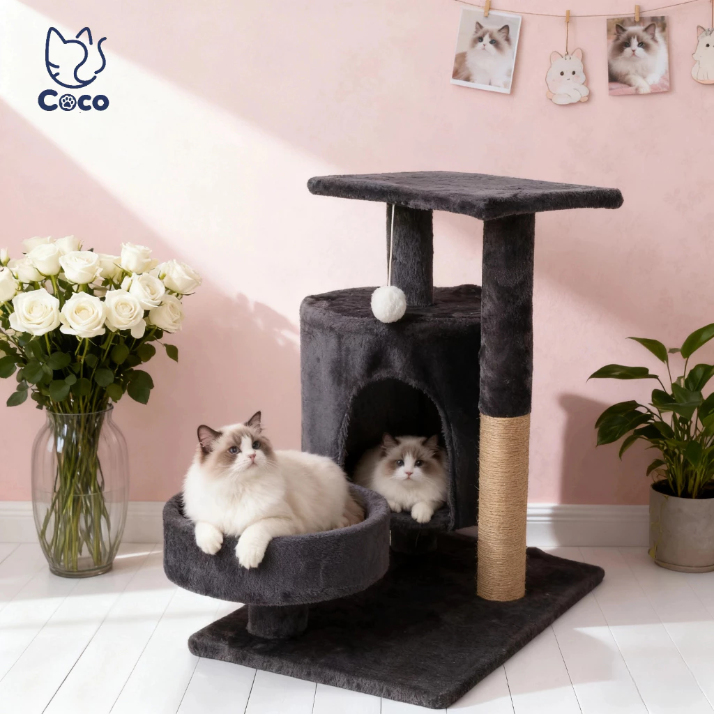COCO.PET อพาร์ทเมนท์แมวกํามะหยี่, บ้านแมว, เตียงแมว และกระดานขูดแมว อพาร์ทเมนท์แมวคอนโดแมวที่นอนแมว