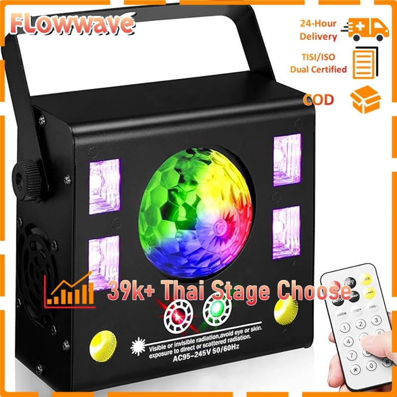 Flowwave ดิสโก้บอลคริสตัล LED 4 in 1 ควบคุมรีโมท เลเซอร์ แฟลช ยูวี พร้อมใช้กับงานแต่ง บาร์ ปาร์ตี้
