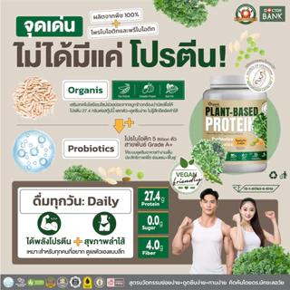 โปรตีนพืช 27.4g ย่อยง่าย ไม่อืด อิ่มนาน หวานน้อย ครบ 9 กรดอะมิโน โปรไบโอติก 5000 ล้านตัว จากถั่วลันเตา+เคล Plant Protein